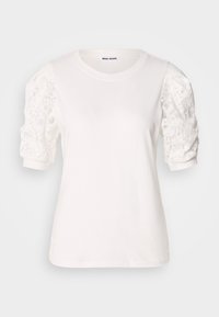 PUFF SLEEVE CREW NECK TEE - Triko s potiskem - ivory