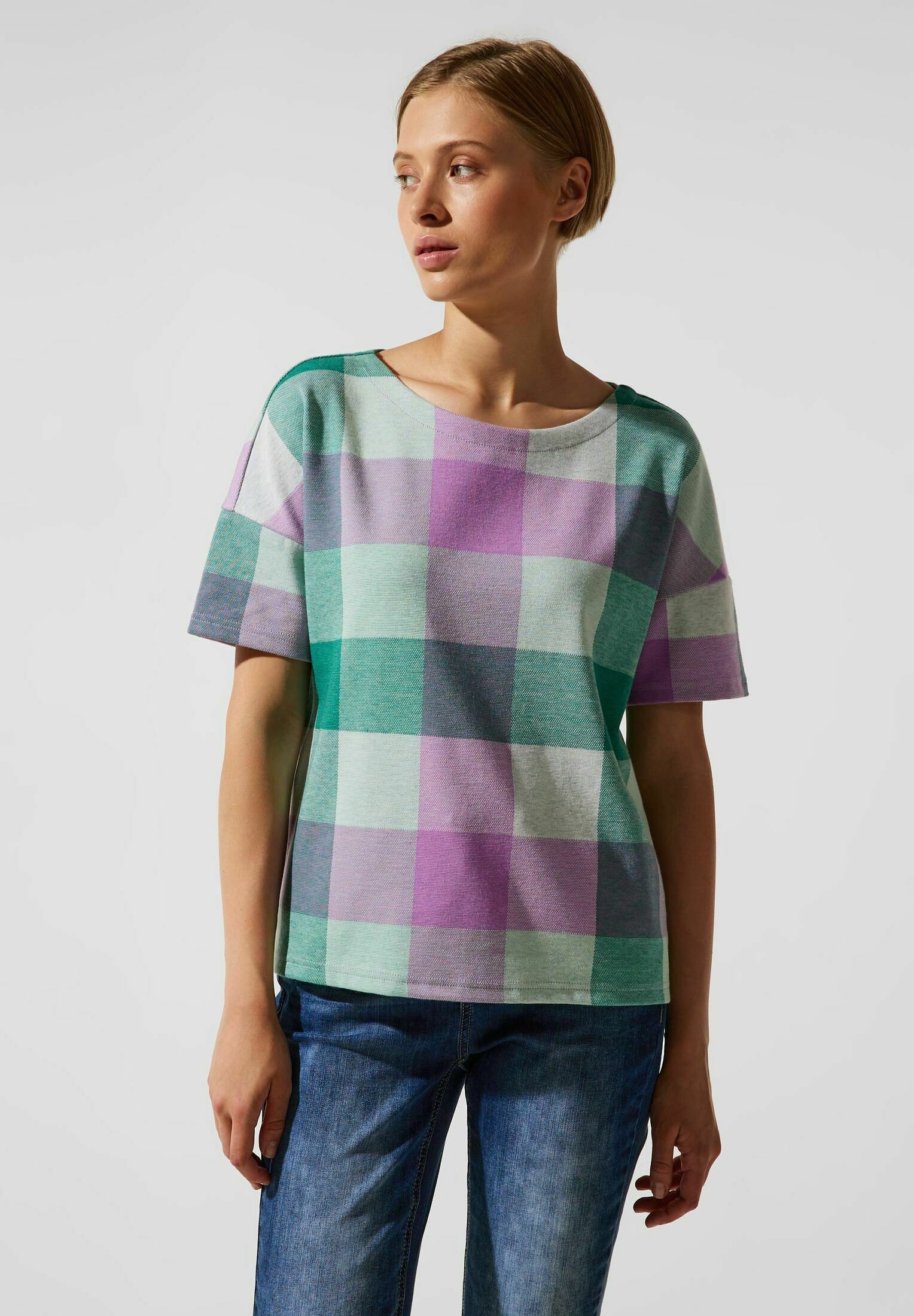 Street One Damen T-Shirt Aus Gestrick – Mit U-Boot Ausschnitt & Gummibund, Bequemer Viskosemix