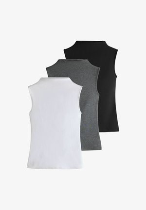 THE SET, 3 PACK RIBBED HIGH NECK VESTS - Top - black charcoal grey white