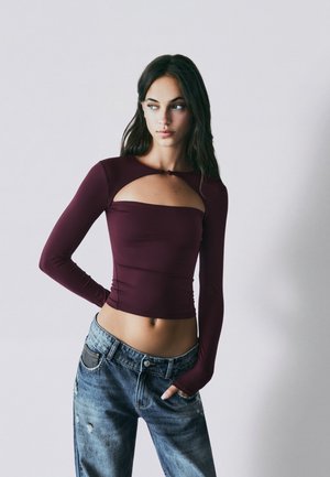 Bershka, T-shirt à manches longues - dark red