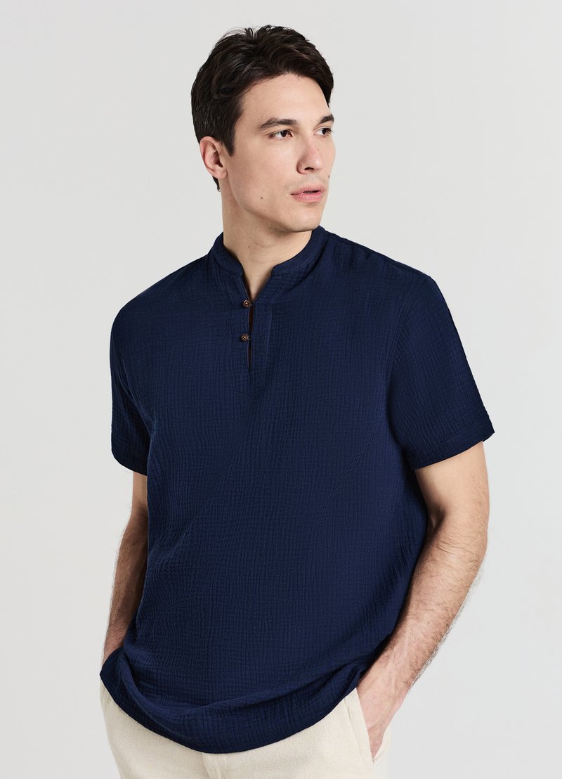 Calliope BOTTONCINI GOFFRATO - T-Shirt basic - blu navy