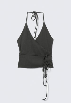 Weekday HALTER WRAP - Μπλούζα - off black