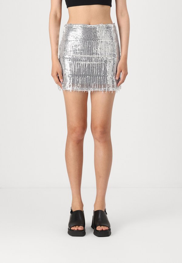 OBJTELLA  - A-line skirt - silver