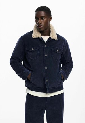 WITH SHEARLING COLLAR - Jeansjacka - blue