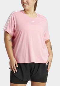 adidas Performance AEROREADY ESSENTIALS - STRIPES - Spordi T-särk - bliss pink/white