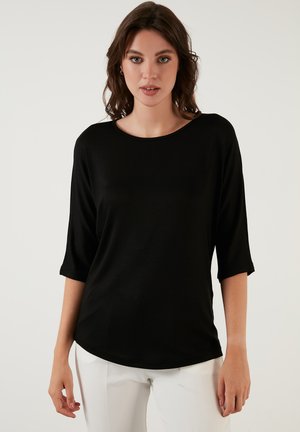 LELA CREW NECK BASIC - Long sleeved top - black