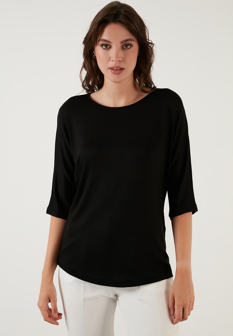 LELA CREW NECK BASIC - Langærmet T-shirt - black