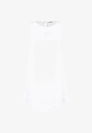 Witte mouwloze top met een ronde halslijn, een sleuteltje aan de achterkant en een vloeiende A-lijn silhouet, gemaakt van lichtgewicht stof.