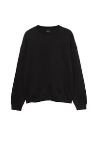 Sort sweatshirt med lange ærmer, rund halsudskæring og ribbede manchetter. Fremstillet af blødt stof med en løs pasform og uden synlige grafik eller mønstre.