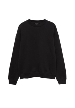 Sort sweatshirt med lange ærmer, rund halsudskæring og ribbede manchetter. Fremstillet af blødt stof med en løs pasform og uden synlige grafik eller mønstre.