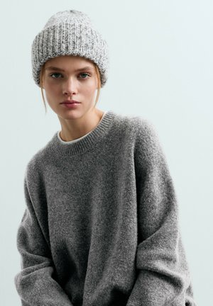OYSHO, FLECKED KNIT BEANIE - Bonnet - grey
