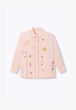 Promod, CHEMISE RAYÉE BRODÉE - Chemisier - rayé rose
