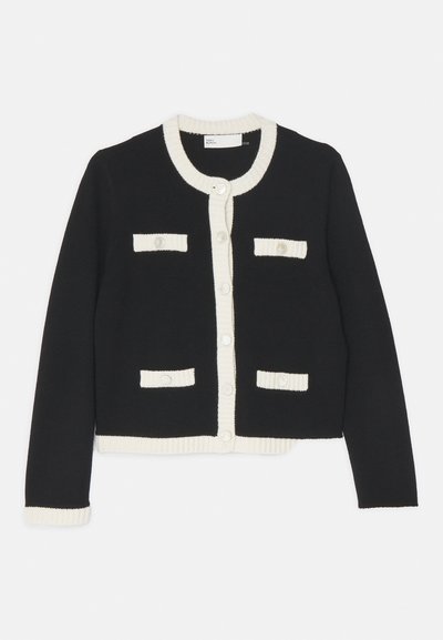 Tory Burch KENDRA CHUNKY TRIM CARDIGAN - Cardigan - black/french cream