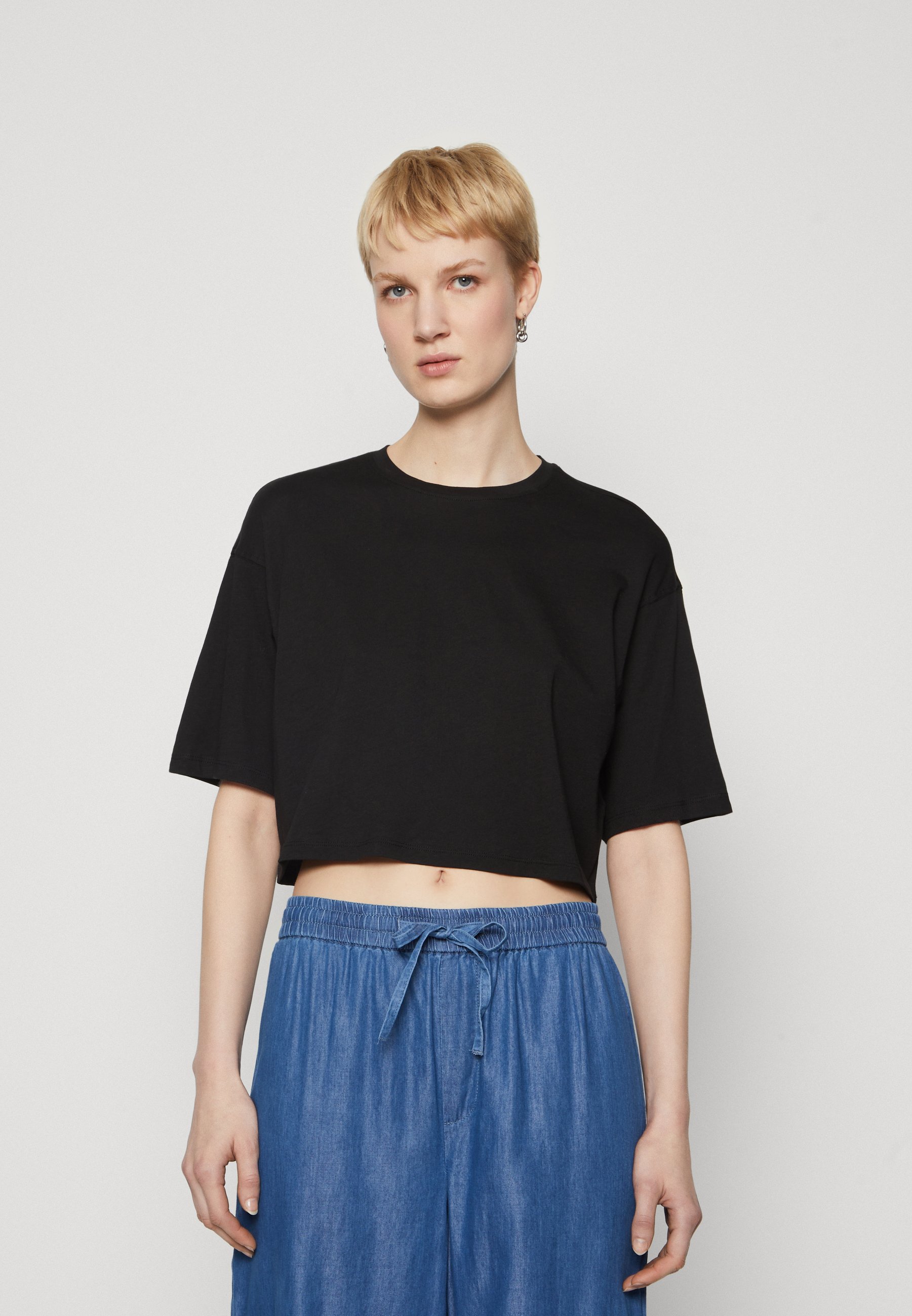 Maglietta Donna ONLY Onlmay S/S Boxy Crop – AOP Strisce, Cotone, Taglia Unica