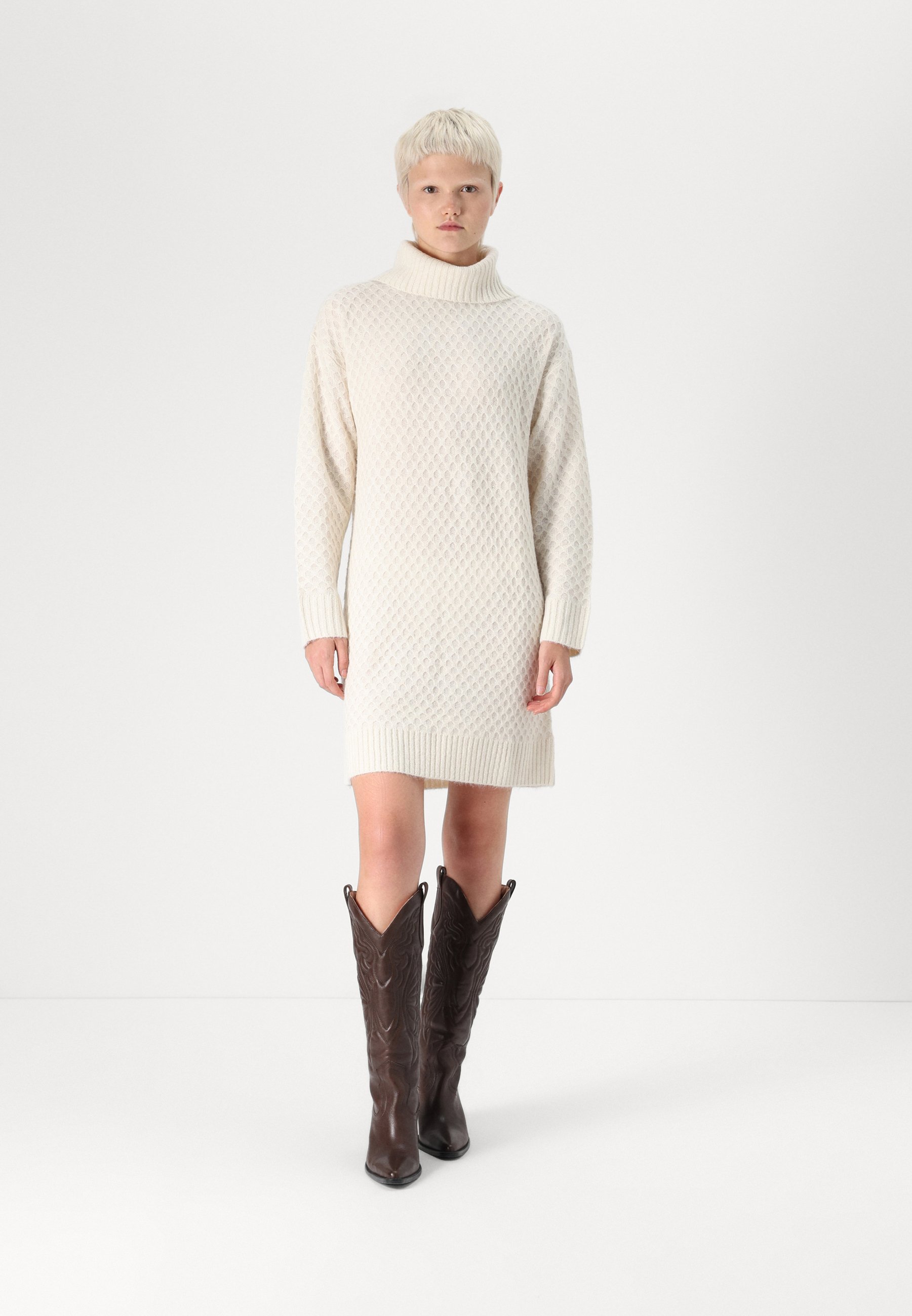 slim fit dress slacks Let's See Heather Grey Cowl Neck Sweater Dress – Shop the Mint main image 0