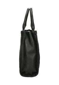 Borsa a spalla in pelle nera con due manici robusti, una forma strutturata e una superficie liscia. Presenta una chiusura zip sulla parte superiore.