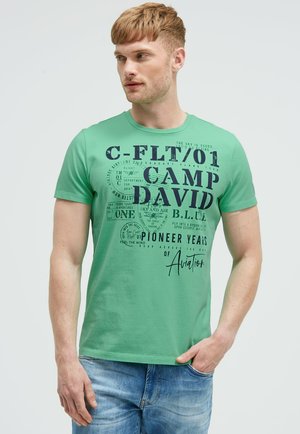 RUNDHALS MIT PUFFPRINT - Print T-shirt - flight green