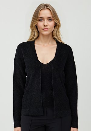 STRAIGHT CUT OPEN NECK SEQUINED - Strickjacke - black