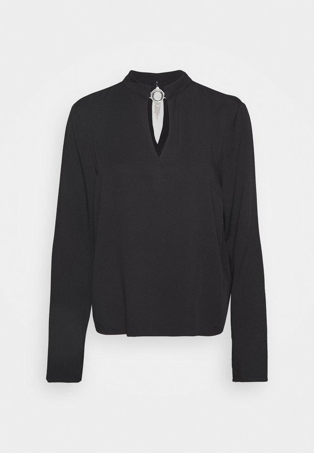 GUESS Soft Grey Blouse Turtleneck Basic
