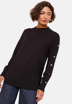 BUTTON SLEEVE - Svetrík - black