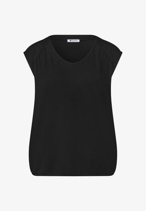 Street One, DROPPED SHOULDER SHIRT MIT ELASTIKSAUM - T-shirt basique - black