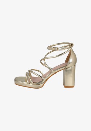 Pink Desert, 2Q3-L2904-04 SANDALIAS METALIZADAS DE TACÓN MUJER - Sandalias de tacón - gold-coloured