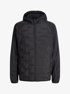 Must kapuutsiga jope tikanditega ees, siledate varrukatega, tõmblukuga suletav ja kahe tõmblukuga küljetaskuga.