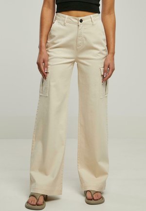 Urban Classics WIDE LEG TWILL - Oldalzsebes nadrágok - whitesand