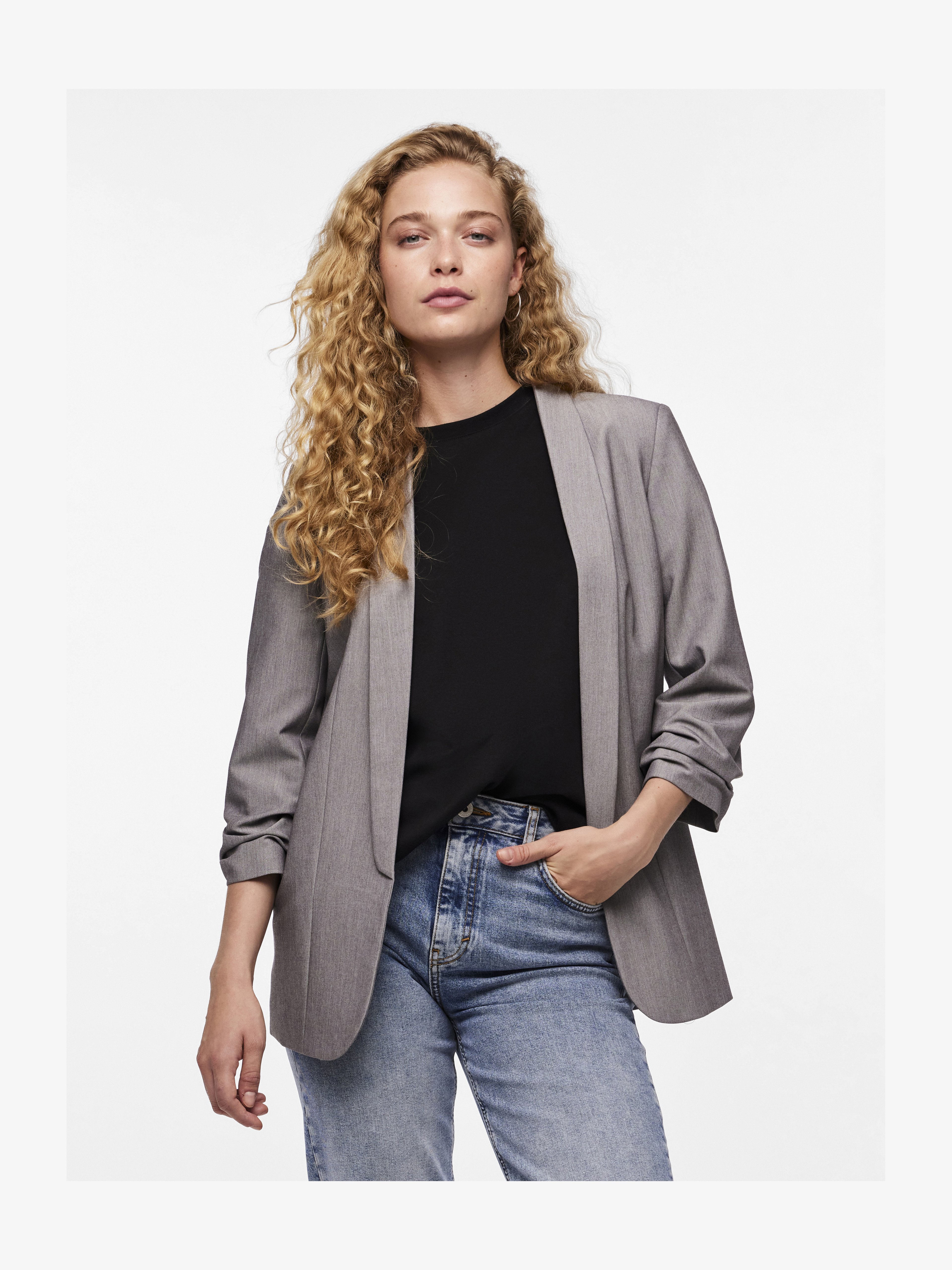 PIECES Pcnova Cappotto Corto Donna – Giacca Grigia, Taglio Moderno, Marchio Danese