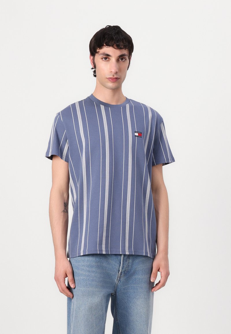 Tommy Jeans STRIPE JERSEY CREW NECK T-SHIRT - Triko s potiskem - blue moment