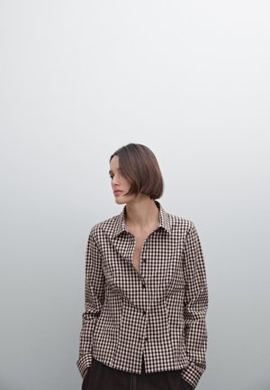 Massimo Dutti FLOWING VICHY CHECK SHIRT 05143843 - Button-down blouse - bordeaux