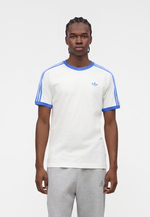 adidas Originals 3 STRIPES TEE  - Μπλουζάκι με στάμπα - cloud white/blue