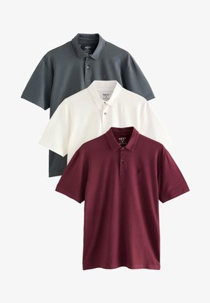 Next, POLOS THREE PACK - Poloshirt - burgundy red charcoal grey ecru cream