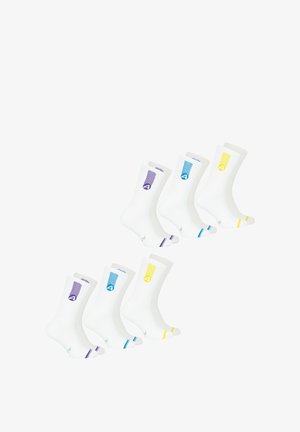 Athena LOT DE 6 PAIRES DE DRY - Chaussettes - blanc et jaune blanc et bleu blanc et violet