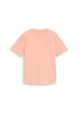 TOM TAILOR DENIM, TOM TAILOR DENIM T-SHIRT T-SHIRT MIT FEINEM STREIFENMUSTER - Základné tričko - peach orange white fine stripe