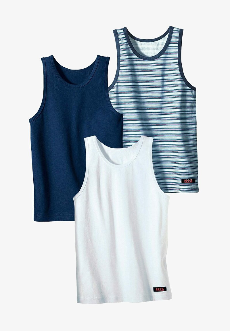 H.I.S 3 PACK - Undershirt - marine/weiß/marine/gestreift