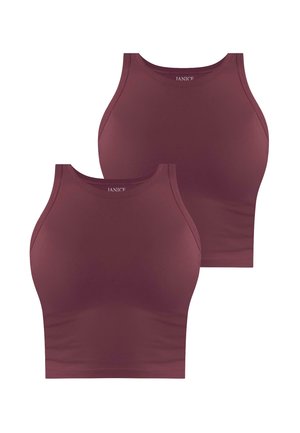 2 X  CROP HOCHGESCHLOSSEN - Top - burgund