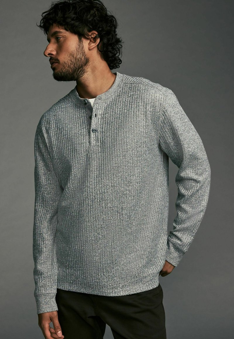 Next REGULAR FIT TEXTURED LONG SLEEVE GRANDAD  - Pitkähihainen paita - grey waffle