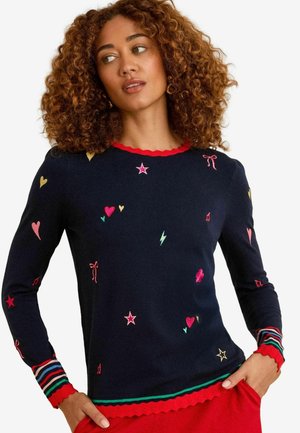 REGULAR FIT - EMBROIDERED - Maglione - navy blue tipped
