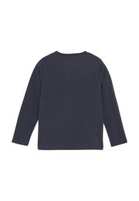 Langärmliges navy-blaues T-Shirt aus weicher Baumwolle, mit einem runden Ausschnitt und glatter Textur, ohne sichtbare Muster oder Logos.