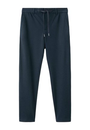 Marineblaue Sporthose mit elastischem Bund, Kordelzugverschluss und zwei Seitentaschen. Glattes Gewebe mit schmaler Passform.