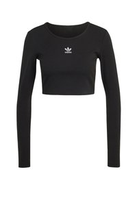 ESSENTIALS CROP - Tops ar garām piedurknēm - black