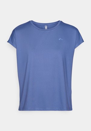 Kortærmet t-shirt med rund hals i lyseblå, lavet af glat stof. Har et diskret logo på brystet og en afslappet, løs pasform.