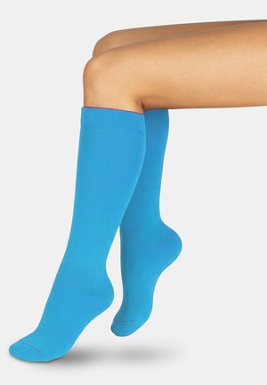 Normani, 3 PAAR KNIESTRÜMPFE MIT FARBIG ABGESETZTEM BUND BI-COLOR UNISEX - Knee high socks - türkis beere