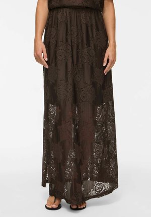 VILA MAXI SKIRT VIMAVEN LACE - Jupe longue - coffee bean1