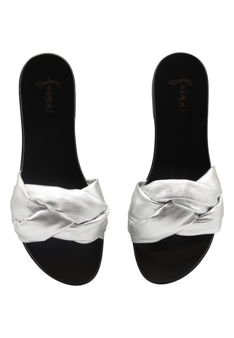 Damen Sneaker | faina Pantolette flach silber/silberfarben - MX69915 Damen Sneaker | faina Pantolette flach silber/silberfarben - MX69915