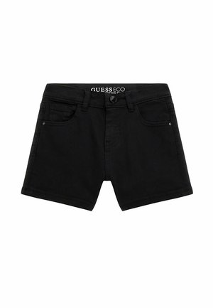 Shorts neri in cotone con un taglio classico, tasche anteriori e chiusura con bottone. Presenta un'etichetta del marchio sulla vita.
