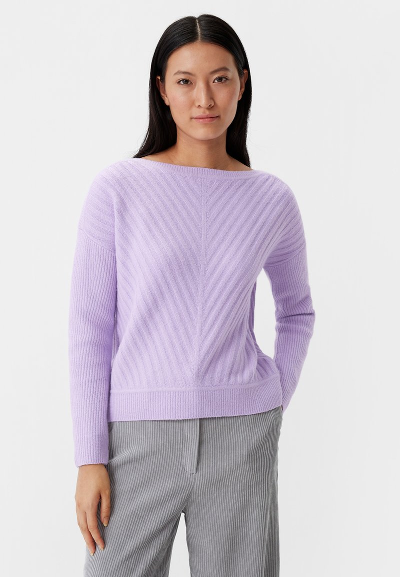 comma MIT ÜBERSCHNITTENEN SCHULTERN - Strickpullover - lavendel
