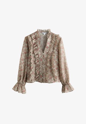 Next, REGULAR FIT - RUFFLE DETAIL LONG SLEEVE BLOUSE - Hemdbluse - sage green floral print
