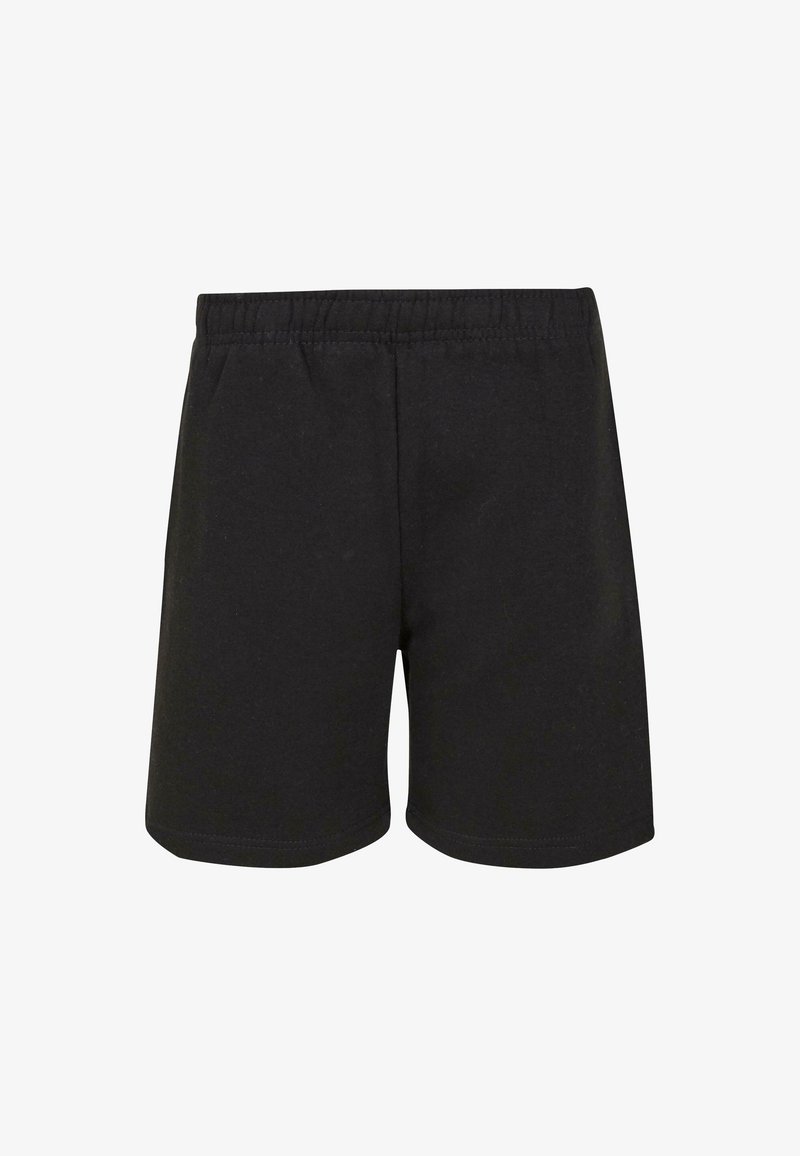 Shorts en coton noir avec une texture douce, taille élastique et un design simple. Pas de poches ni d'ornements supplémentaires.